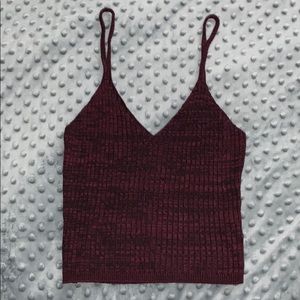 LA Hearts Black & Red Knit V-Neck Crop Top ❣️🖤